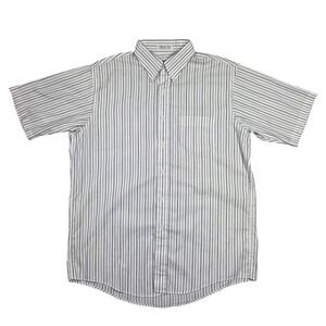 Arrow Carriage Trade Men Striped Short Sleeve Button Down Shirt 16 1/2 USA Retro